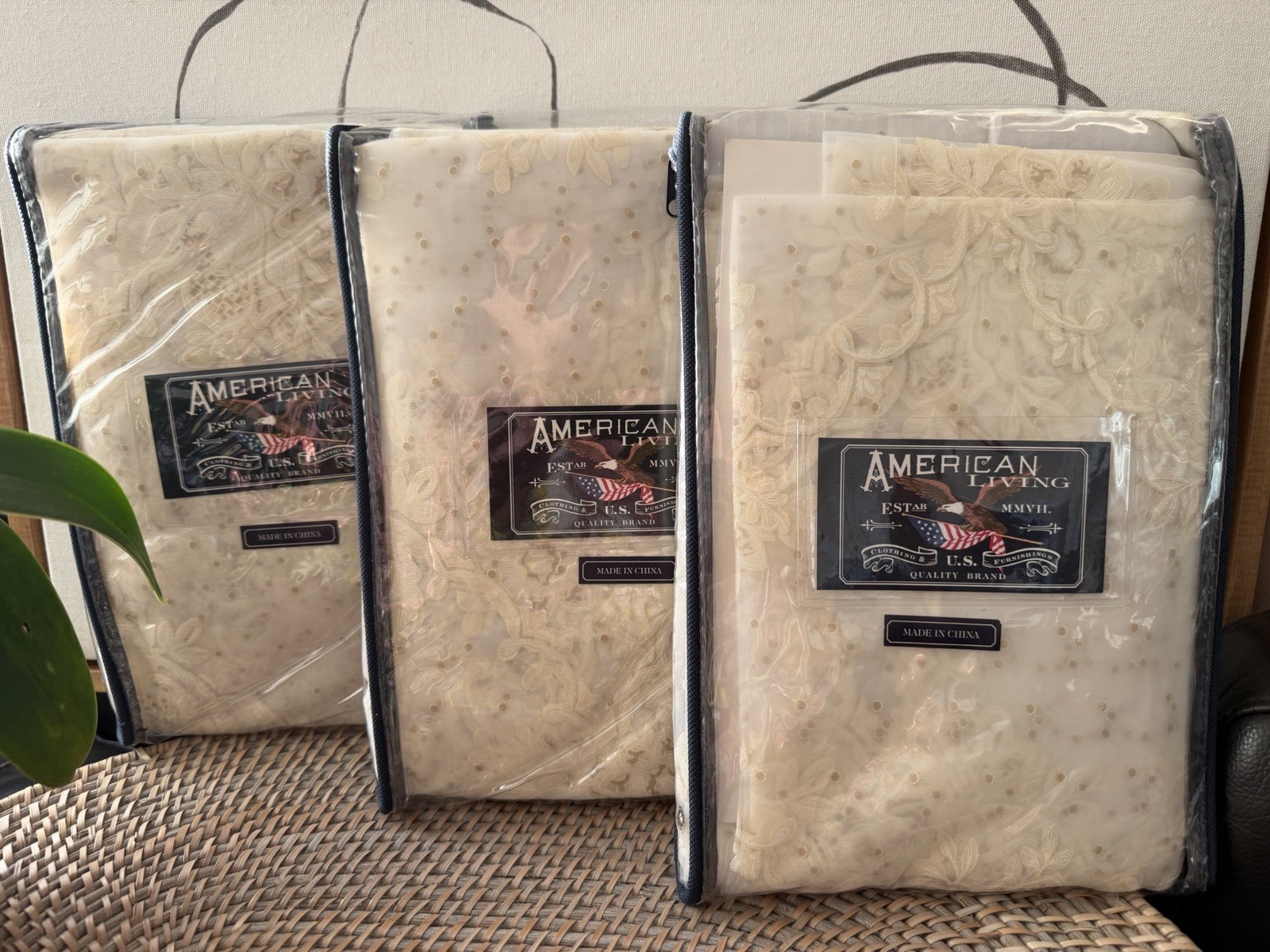 VTG NIB 3x American Living Cream color lace Arbour Sheer Window Curtain Panels