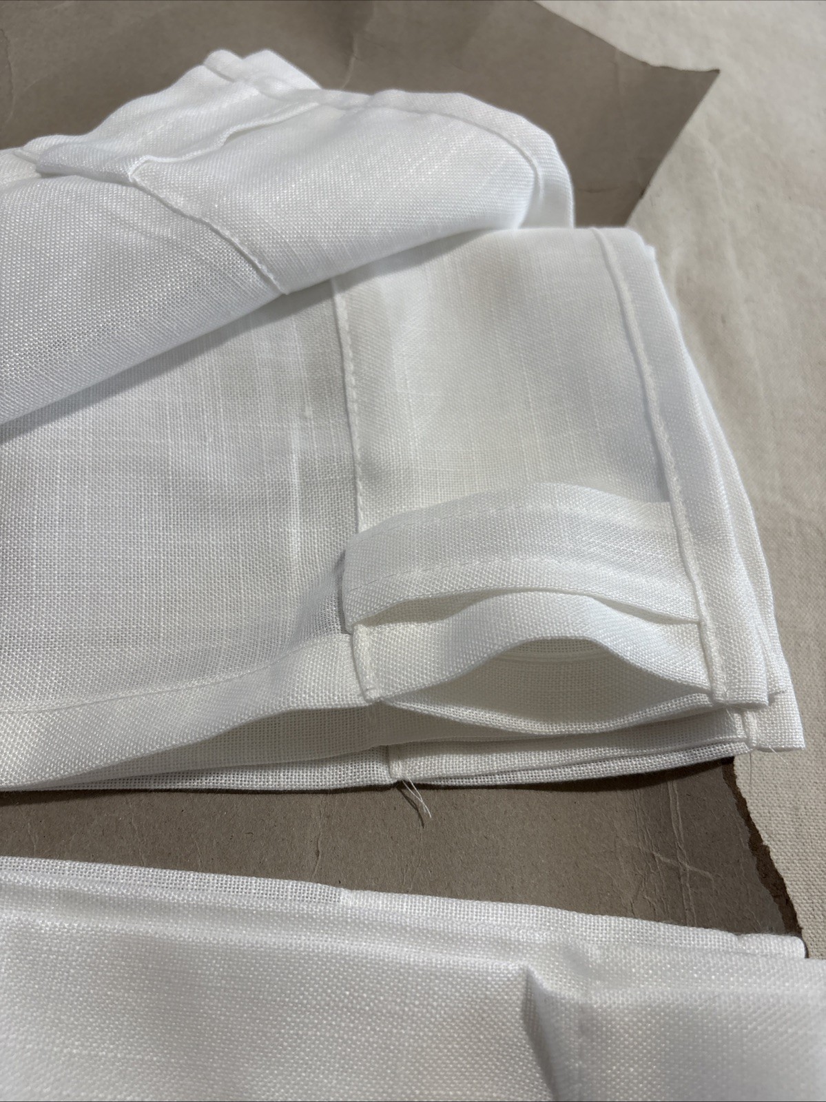 2 Panels White Curtains 92″ x52″ Back Tab Light Filtering Cotton Textu…