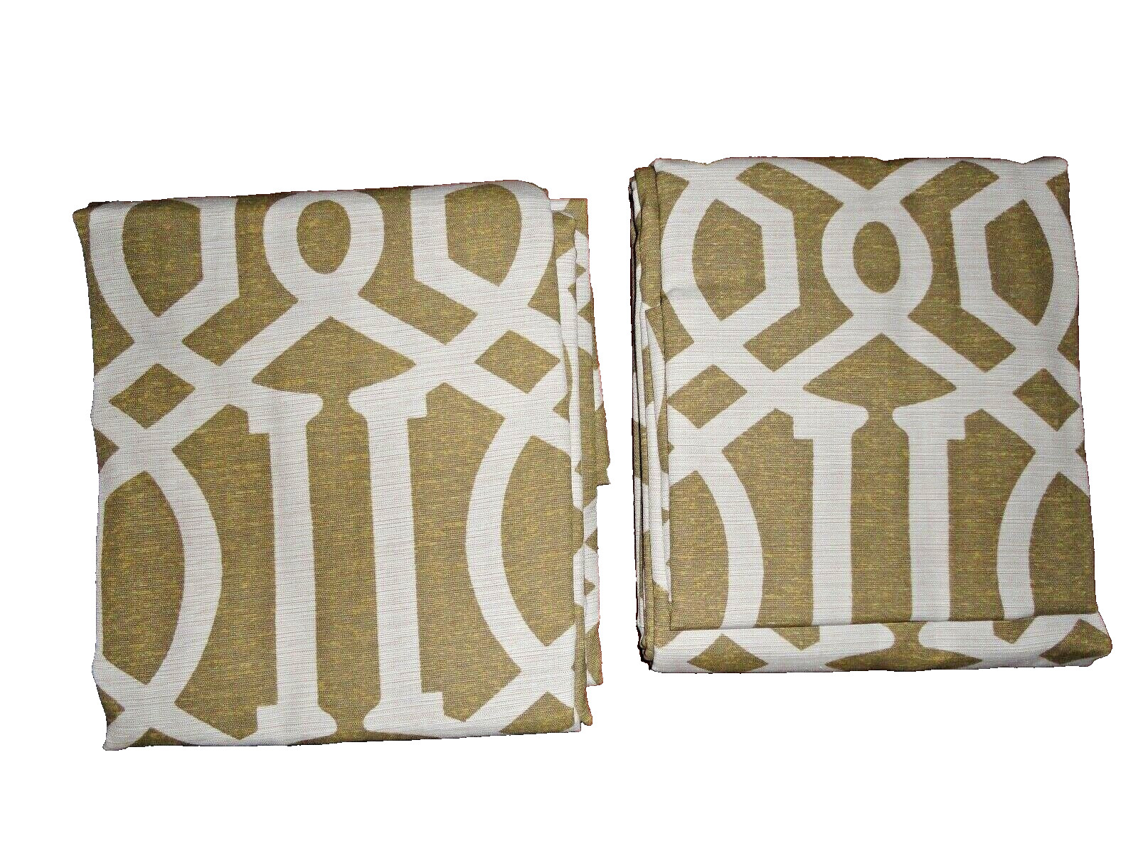 THRESHOLD CURTAIN PANEL TAUPE & CREAM FRETWORK (2) DRAPERY PANELS 54 X 84