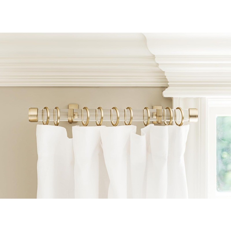 Luxury 17″ Custom Clear Acrylic Side Mount Curtain Rods – 1 1/4″ Large Diameter