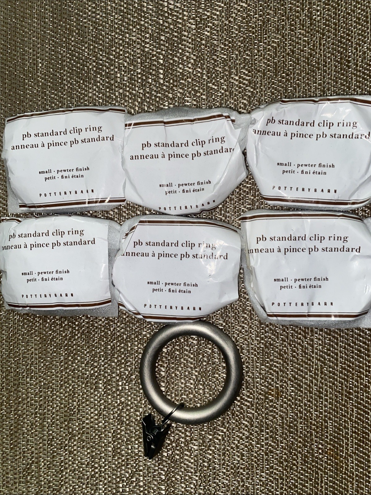 Pottery Barn Curtain Classic Clip Rings Set of 7 Pewter Small 2 Inch Bin12