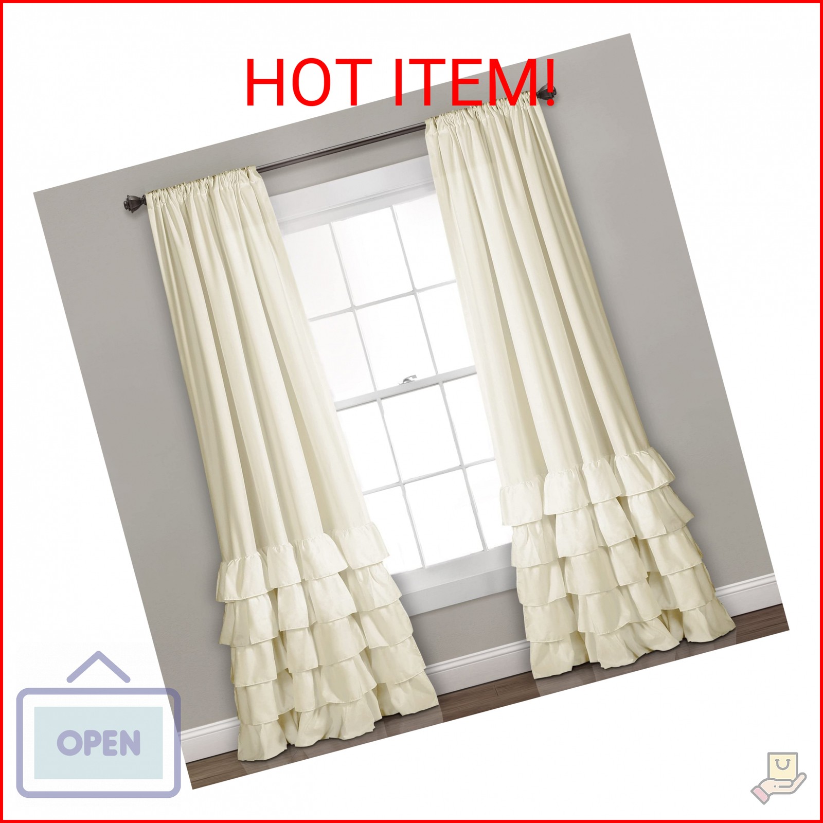 Lush Decor Allison Ruffle Light Filtering Window Curtain Panels Pair 40″ W x 84″