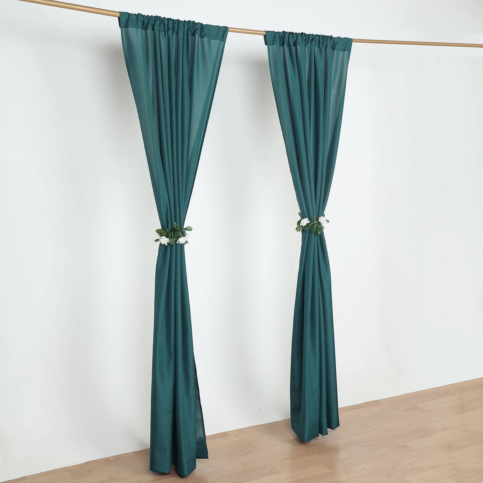 TEAL 2 Drapery Panels 8 ft Polyester Backdrop CURTAINS Rod Pockets Party Events