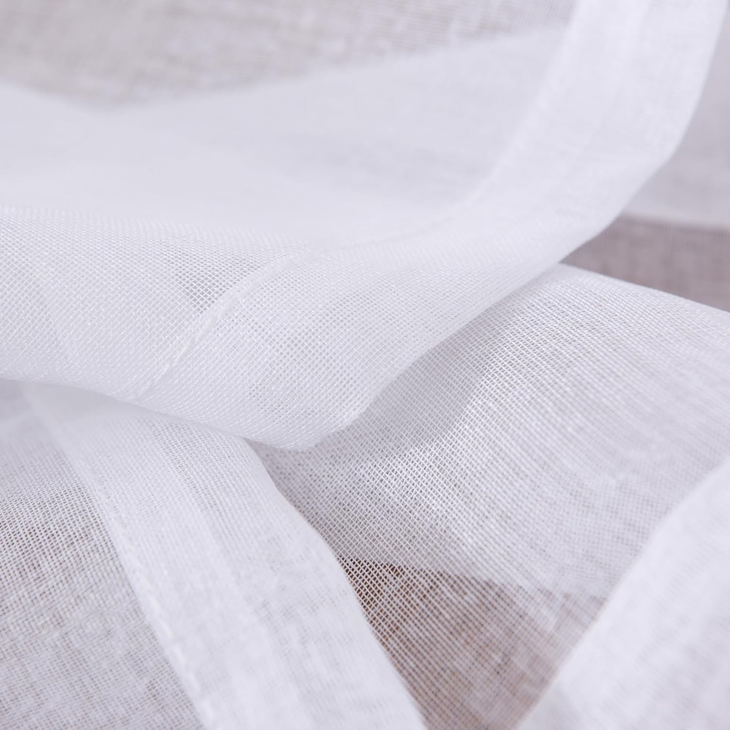 Contemporary White Sheer Curtains 63″ – Semi-Crinkle Rod Pocket Drapes, Set of 2