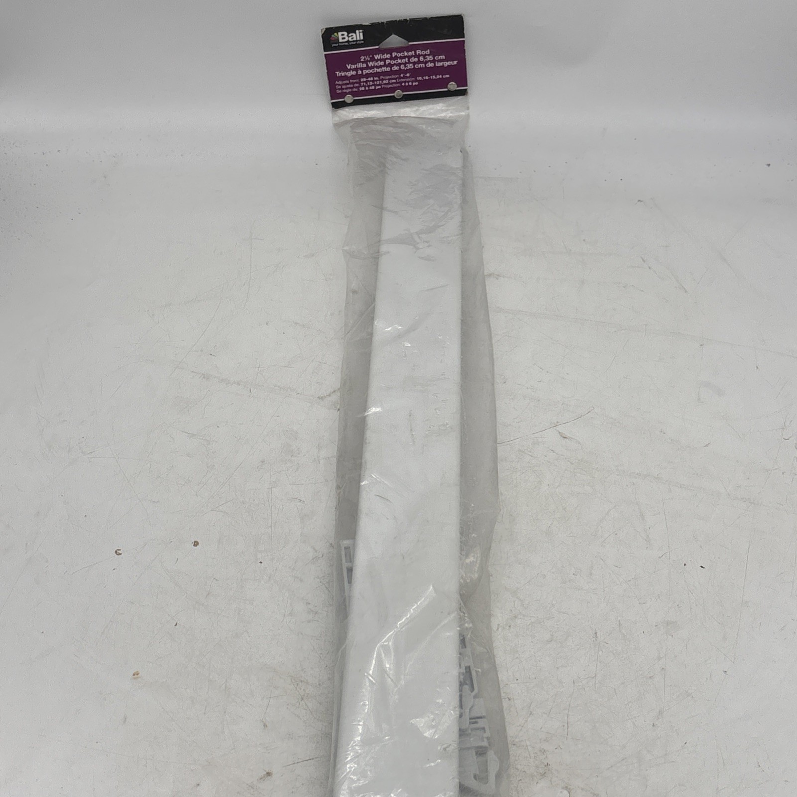 Bali 2-1/2″ Wide Pocket Curtain Window Panel Rod Size 28″- 48″ White Adjustable