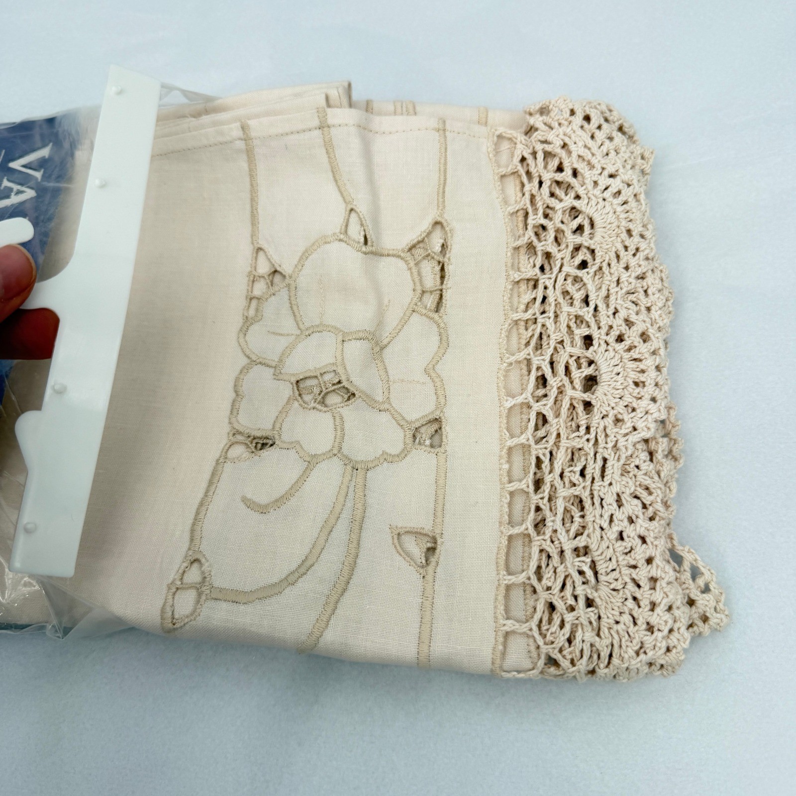 Verona Window Valance Ecru Crochet Lace Trim 100% Cotton Shabby Chic 60×14 NEW