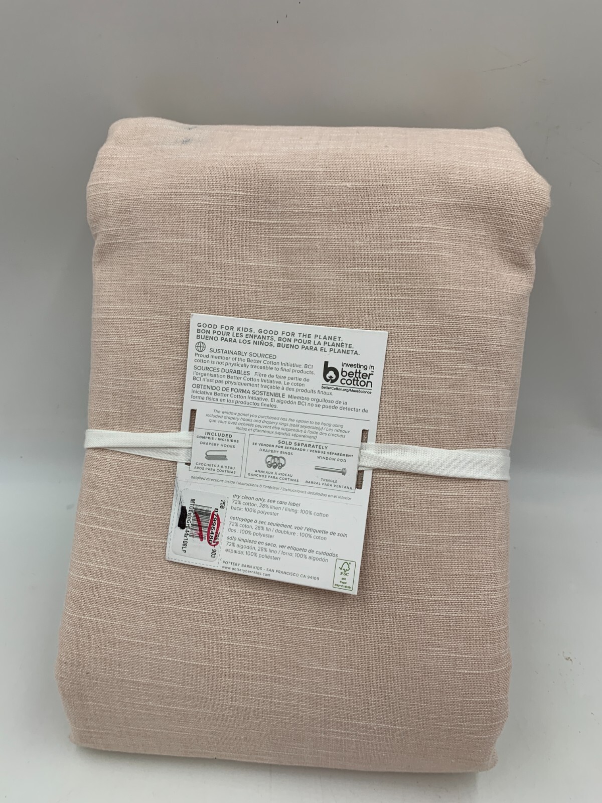 Pottery Barn Kids Evelyn Blackout Drape Panel Curtain Blush 44x 108″ READ! 7453D