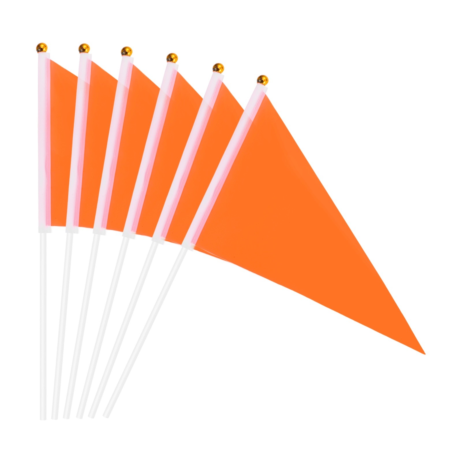12Pcs 8.3 x 5.5 Inch Orange-Red Pennant Stick Flag for DIY Graffiti Birthday