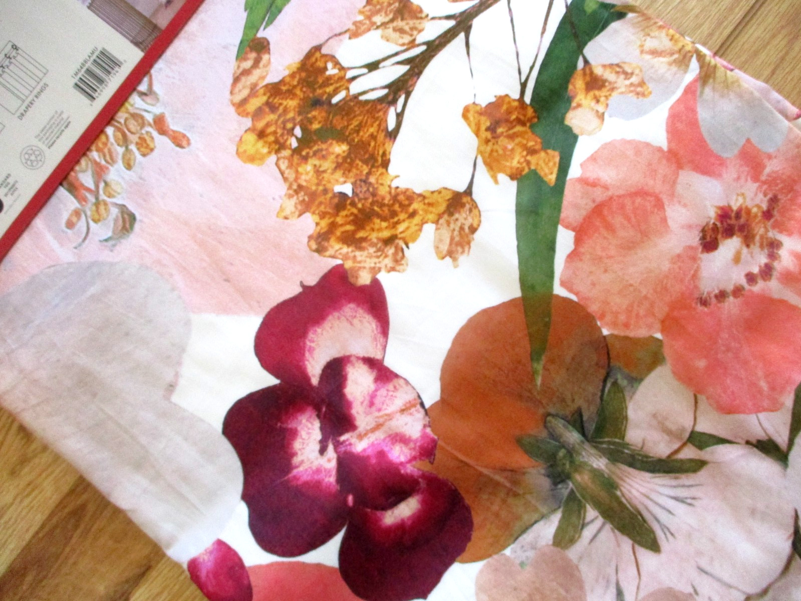 Ted Baker 2 pc LINED Window Curtain Panels Mod Floral Art Deco Cotton 50 x 95″