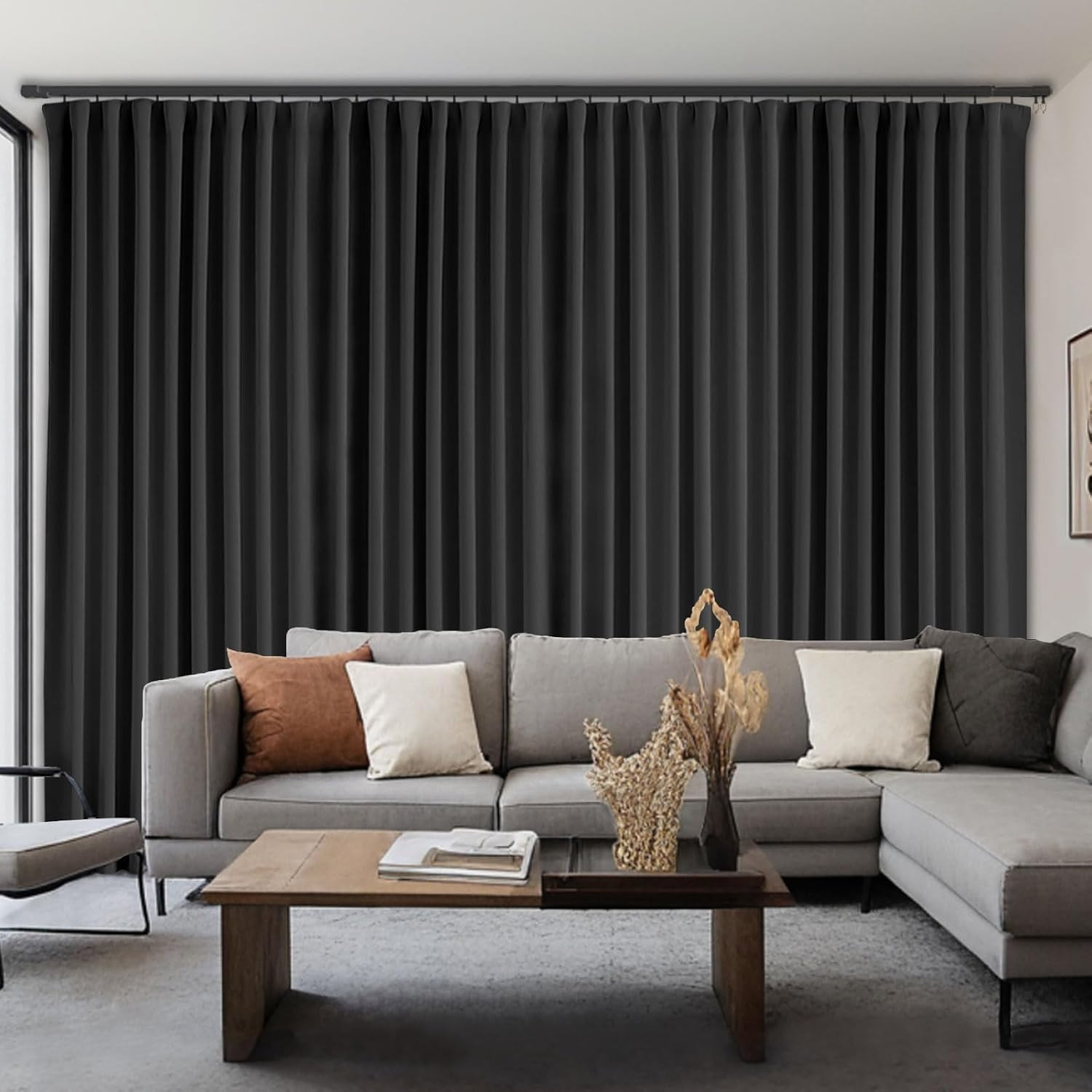 Home Movie Theater Curtains, Soundproof for Track System or Rod with Hooks, Floo