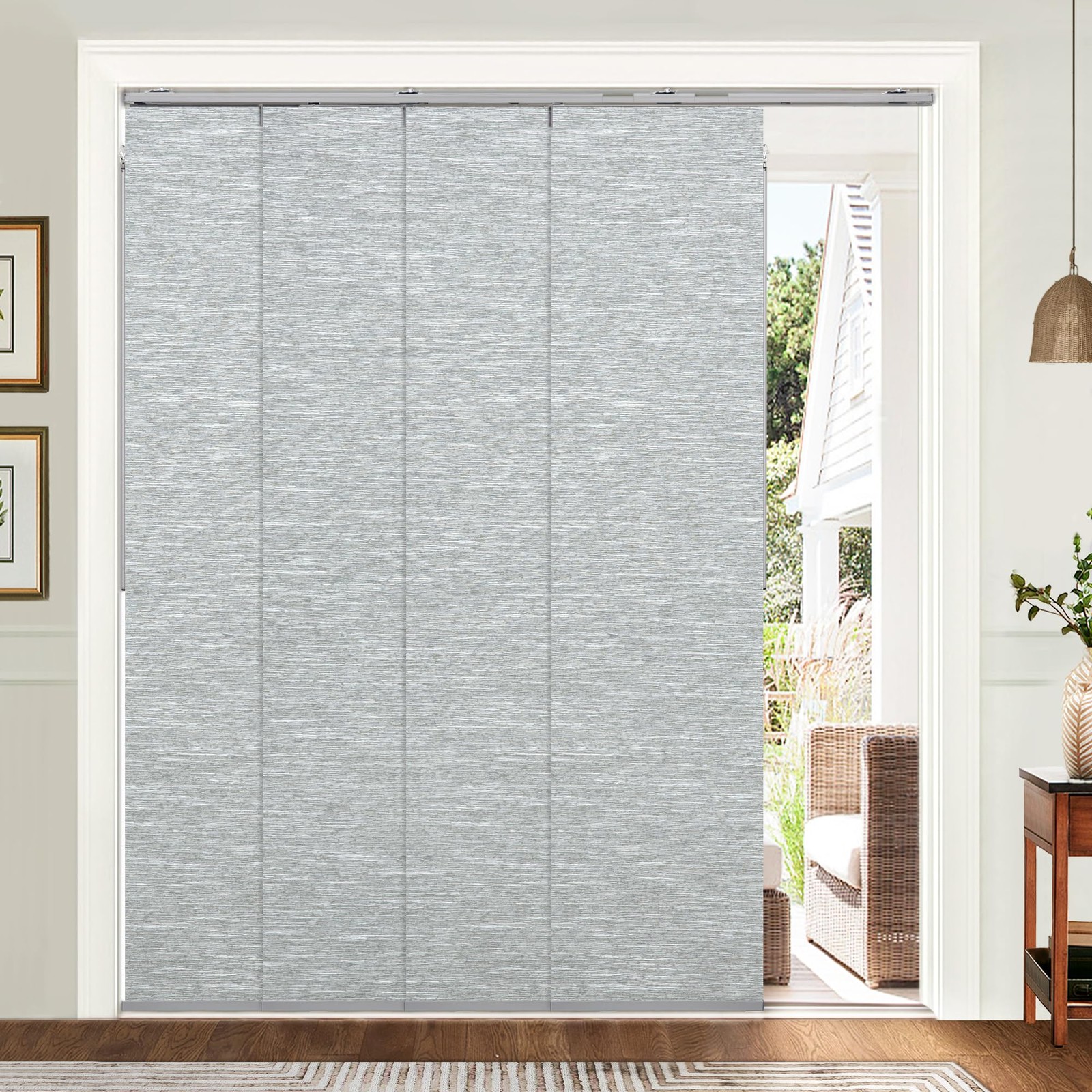 UNISHADES Panel Track Blinds for Sliding Doors, Blackout Grey