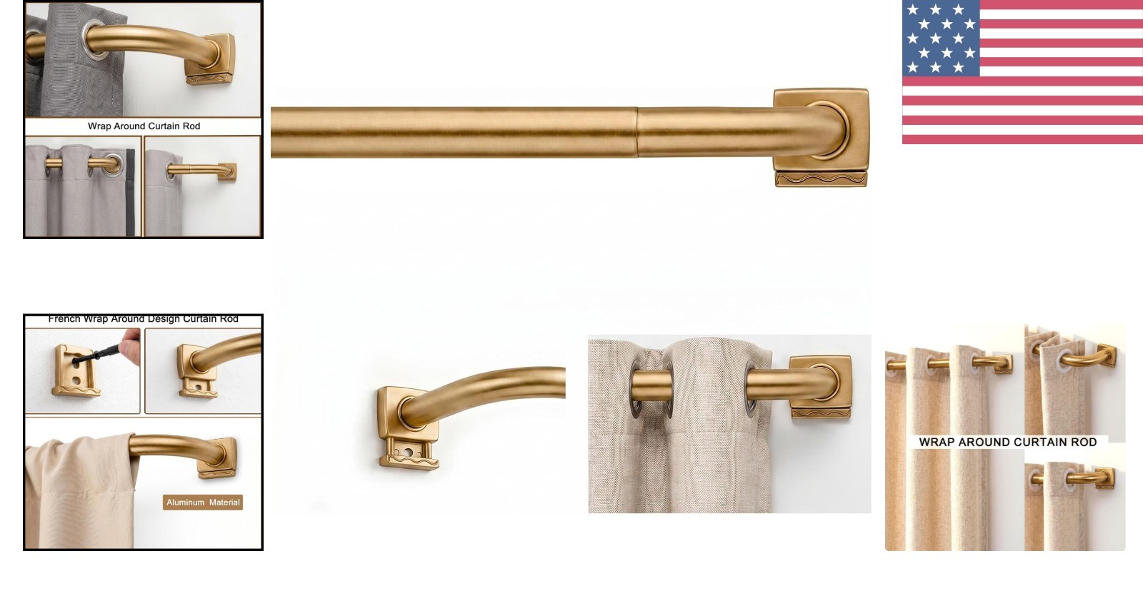 Versatile 30-90 Inch Gold Adjustable Curtain Rod: Durable Metal Drapery Solution