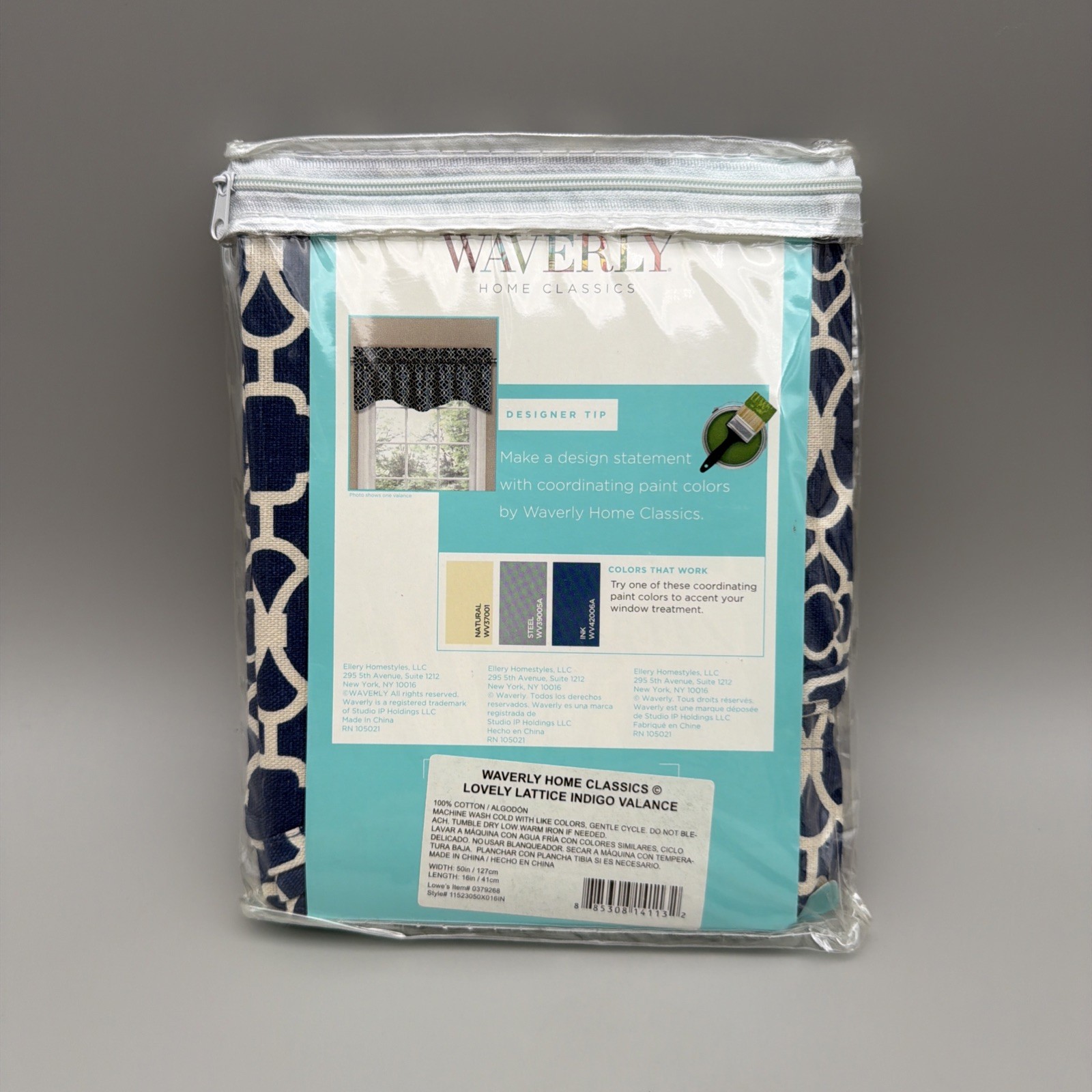 Waverly Wave Valance Lovely Lattice Indigo Blue Valance 50″ X 16″ #0379268
