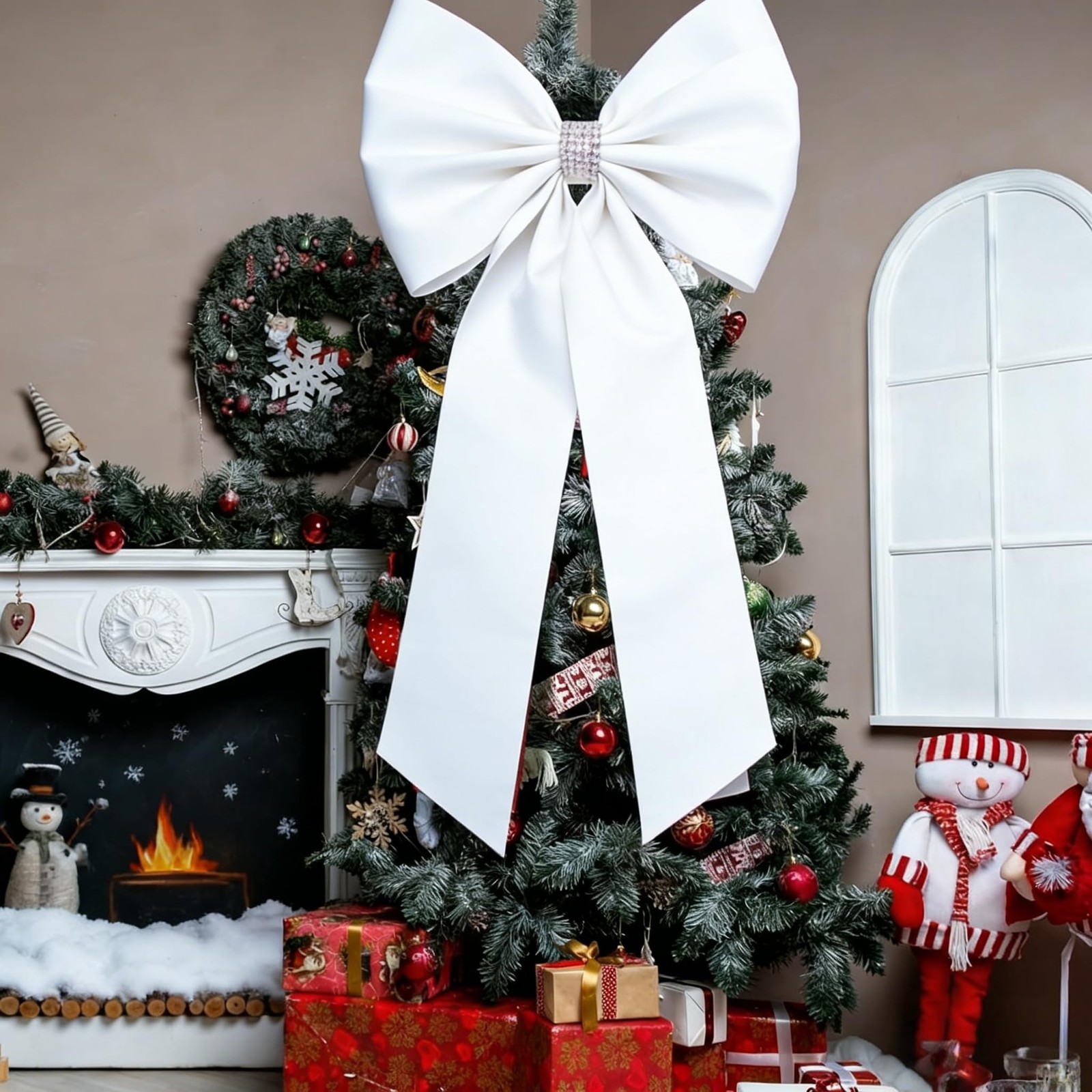Giant Satin Bow 27×39 Inch Extra Large Decorative Bow for Christmas Tree Topp…