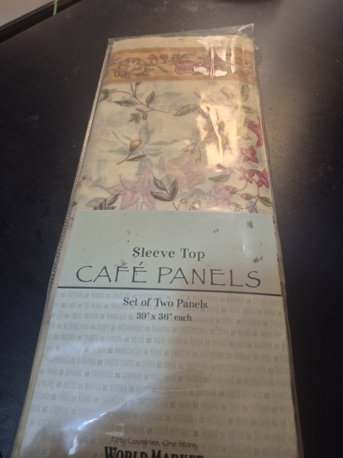 World Market Floral Café Curtains Set of 2 New in Package 39″ x 36″ Cottagecore