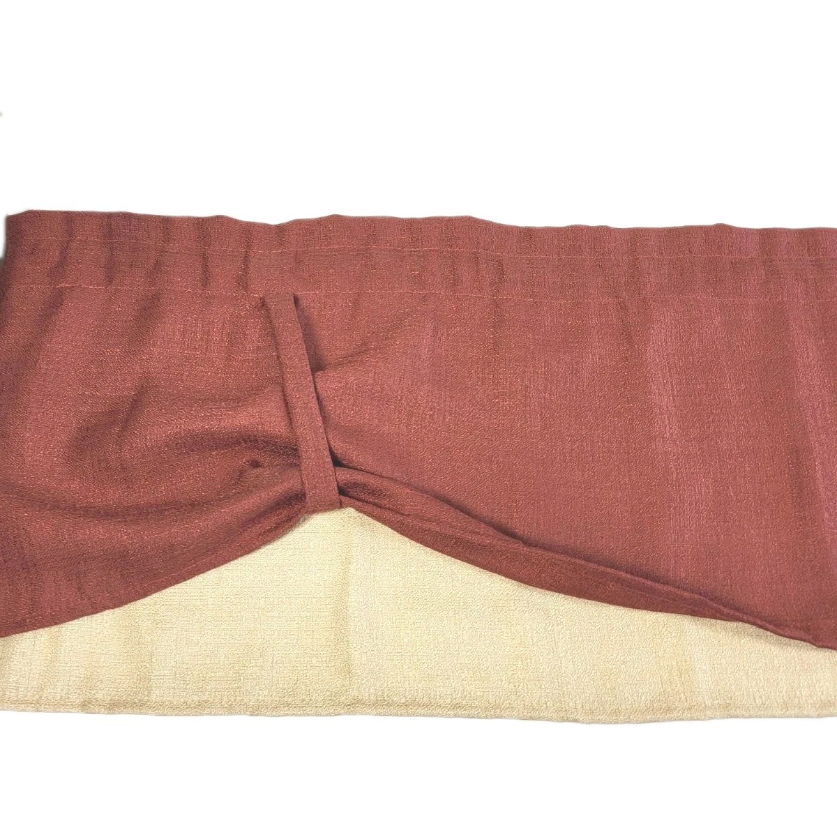 Burgandy Tan Window Valance Loop Style Topper Curtain 57″x 13″ Polyester