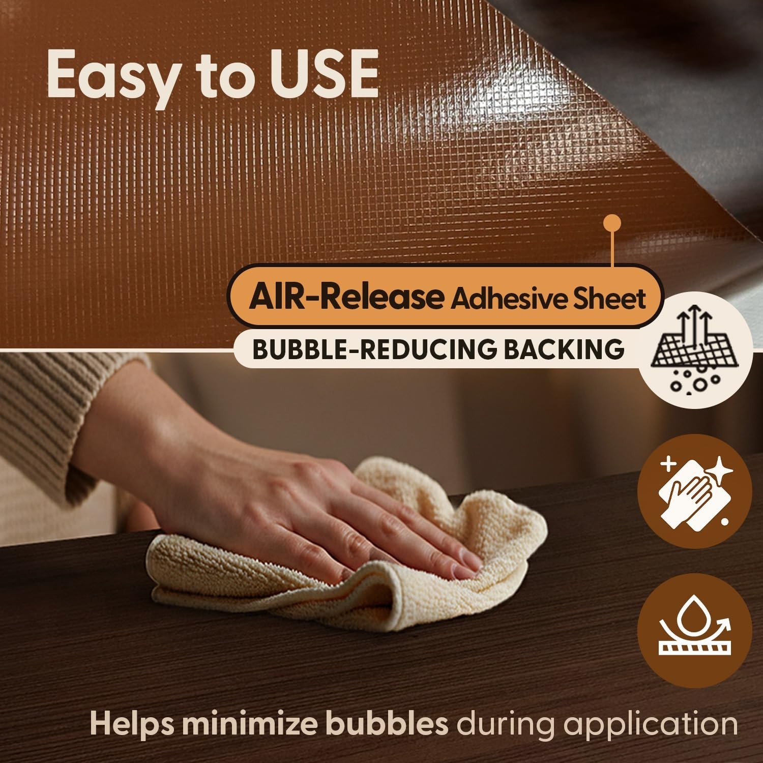 Dark Brown Wood Contact Paper, 17.3″ x 118″ Peel and Stick Waterproof Wallpap…