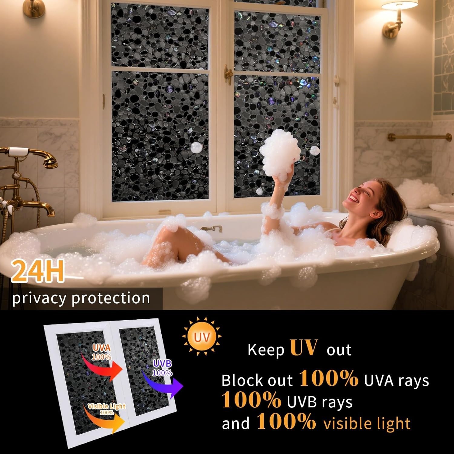 Total Blackout Window Film Privacy, 100% UV Blocking, Dark Window Tint for Ho…