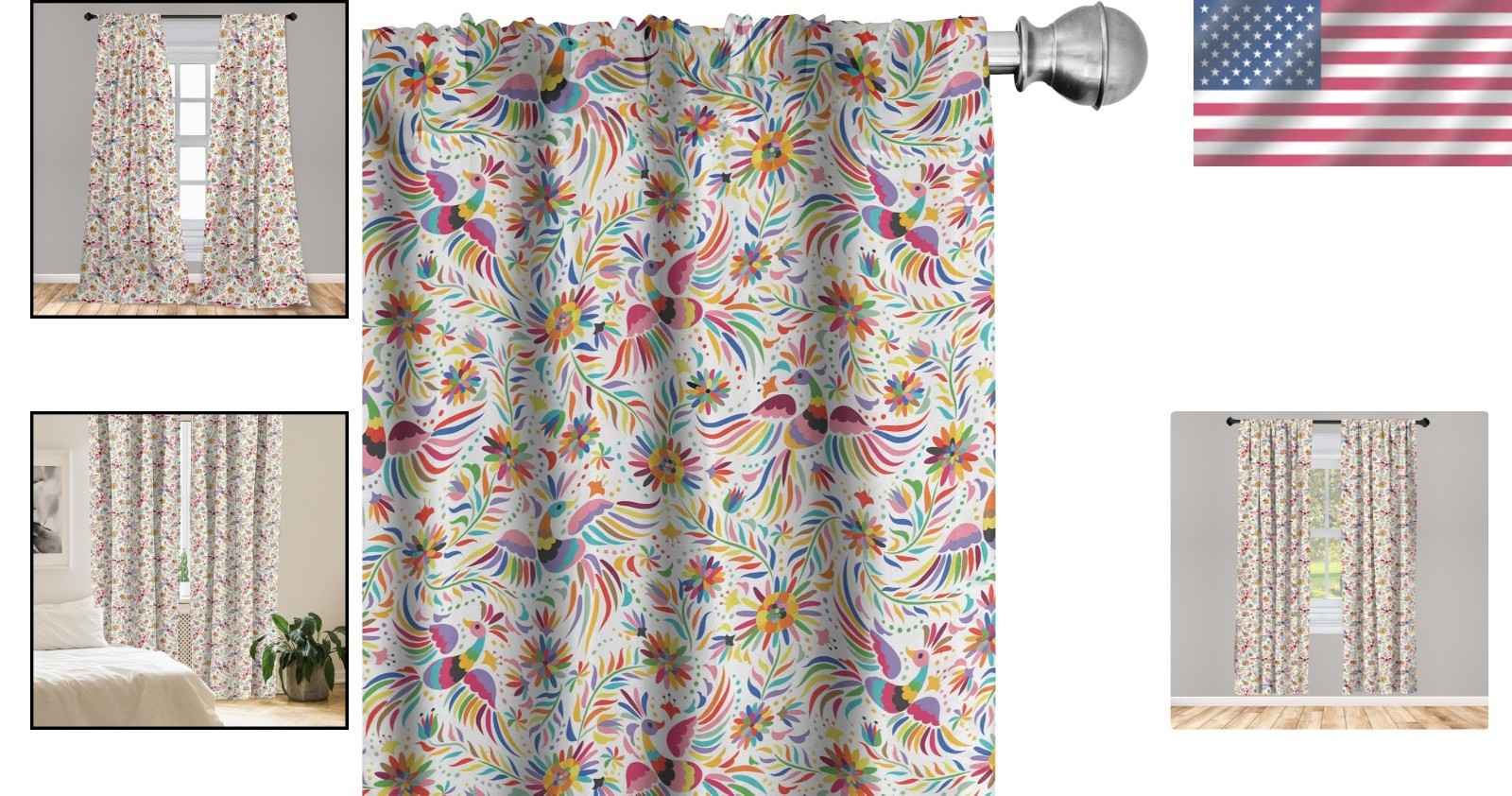 Nature Inspired Mexican Curtains – 28″x84″ – Set of 4 Panels