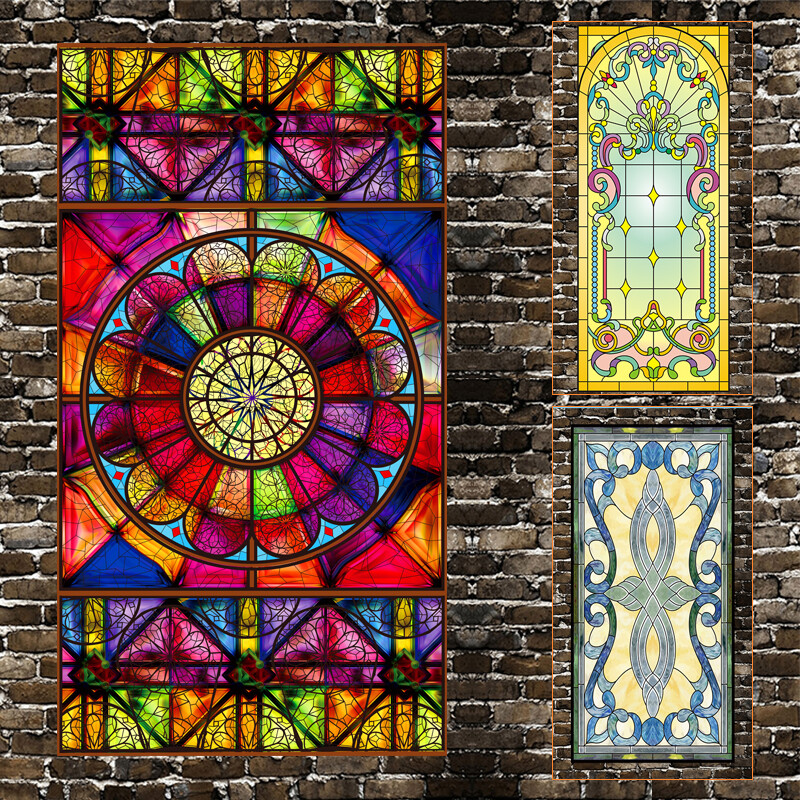 Self Adhesive Frosted Stained Glass Window Door 3D Sticker Film Decor