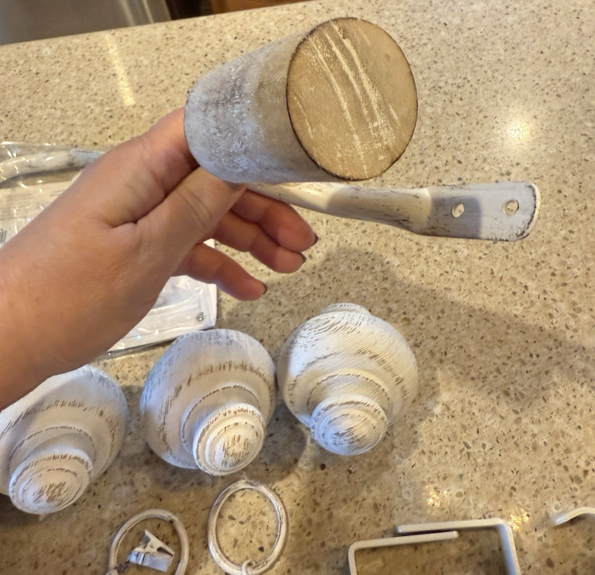 Unbranded Lot Of Finials, Curtain Clips , and Hardware All Antique White Finish