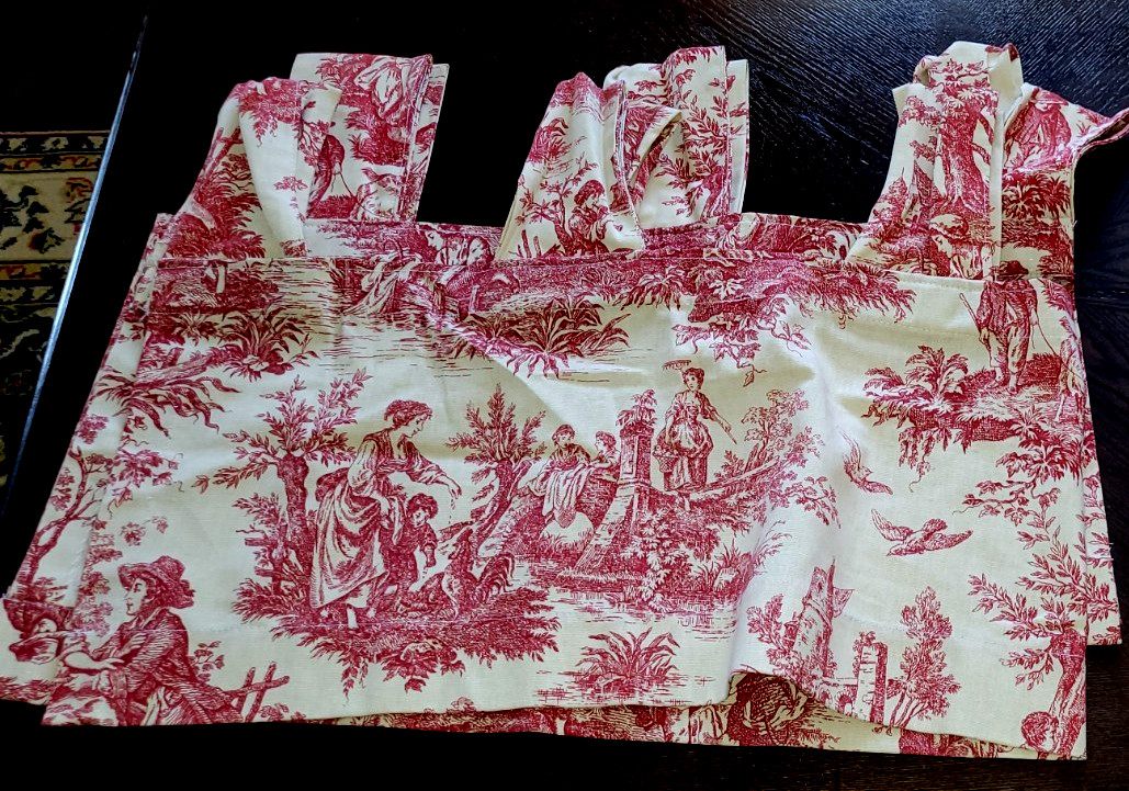 2 WAVERLY Country Life Valances Toile Red Cream 50″ x 17″ Tab Top