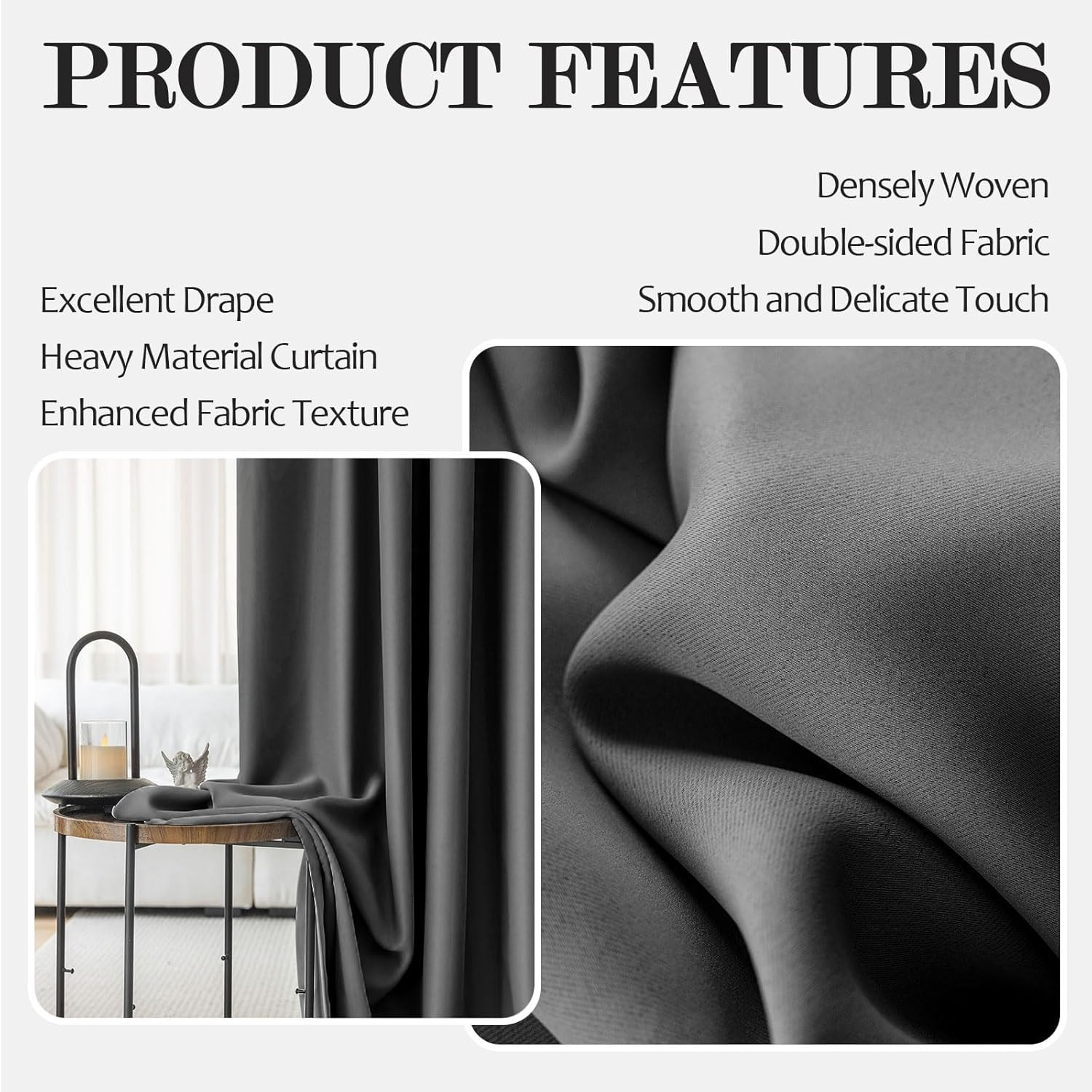 Home Theater Soundproof Curtain Panel Floor to Ceiling Privacy Divider Track Rod