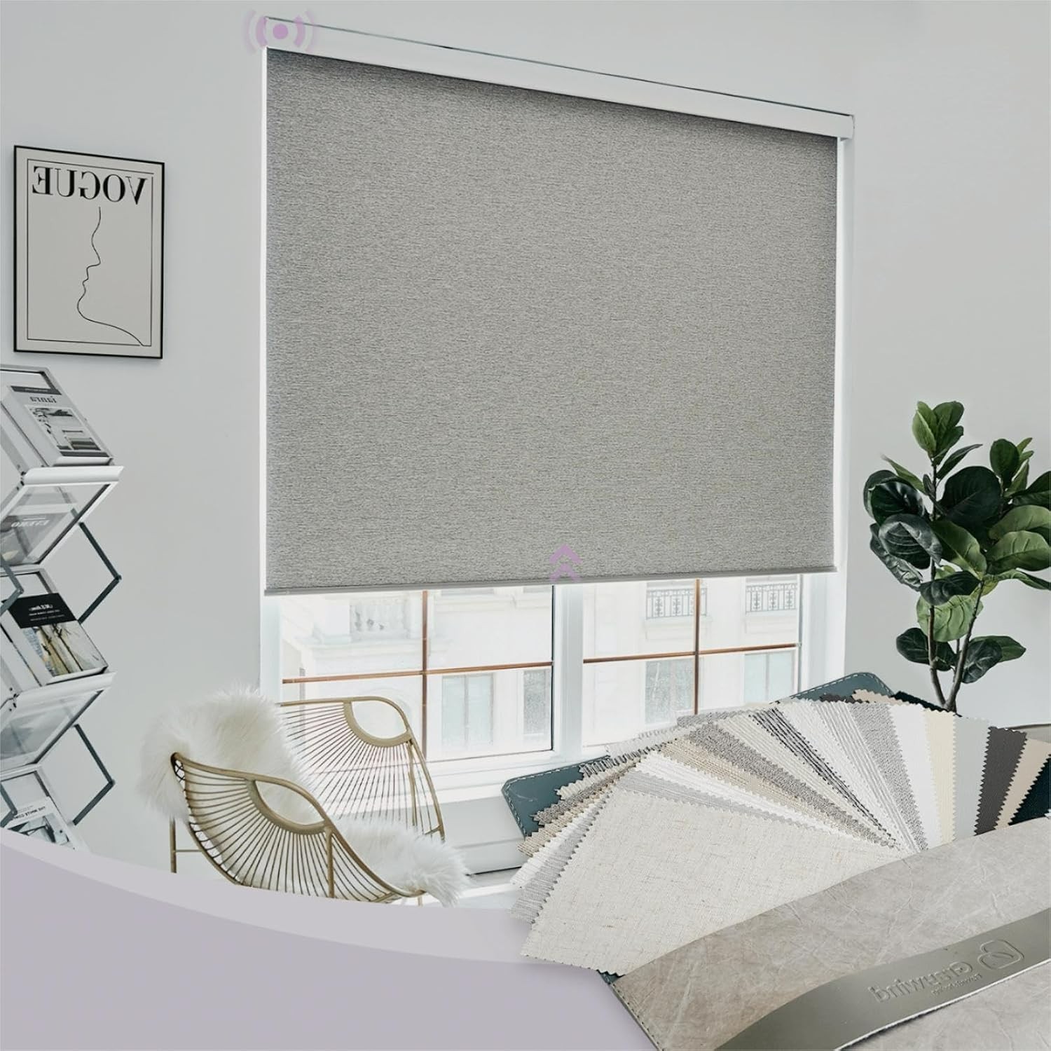 Inside Mount Motorized Light Filtering Curtains with Measuring Guide Included