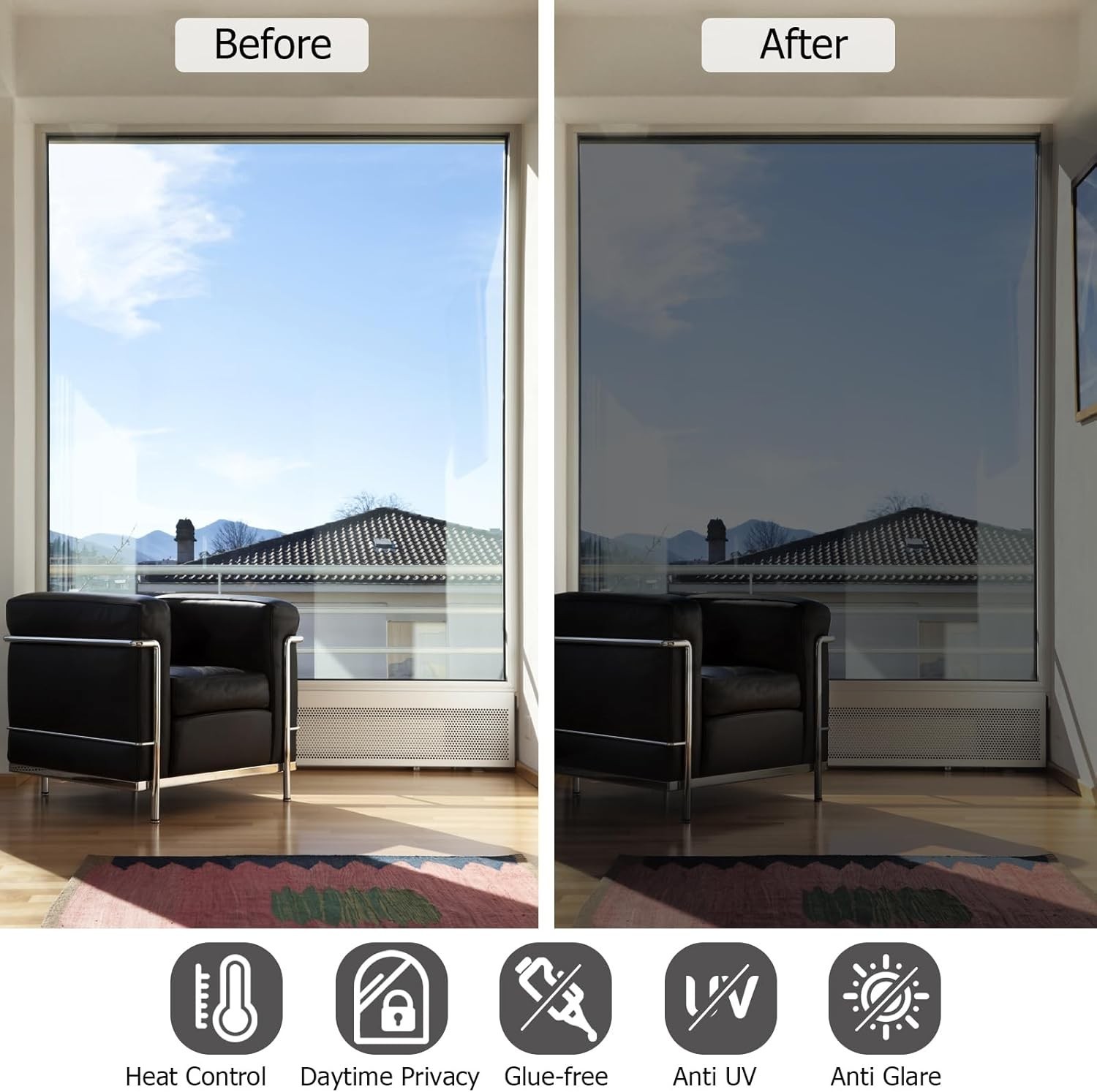 17.5 x 78.7 Inch One Way Window Tint – Reflective Film for Home & Office
