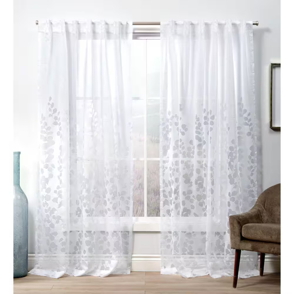 Wilshire Winter White Polyester Blend 54 In. W X 96 In. L Hidden Tab Sheer Curta
