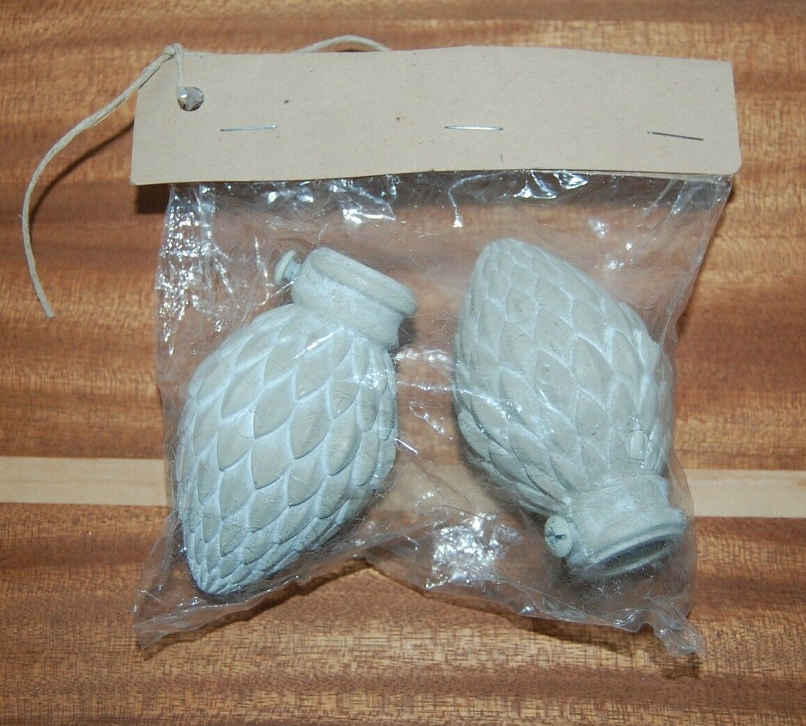 Decorative Finials Pinecone Style Beige Color 3 1/4″ Long Set Of 2