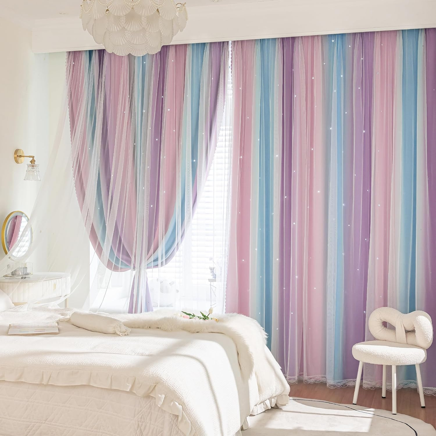 Blackout Curtains for Girls Bedroom Decor 63 Inches Long Window Curtains