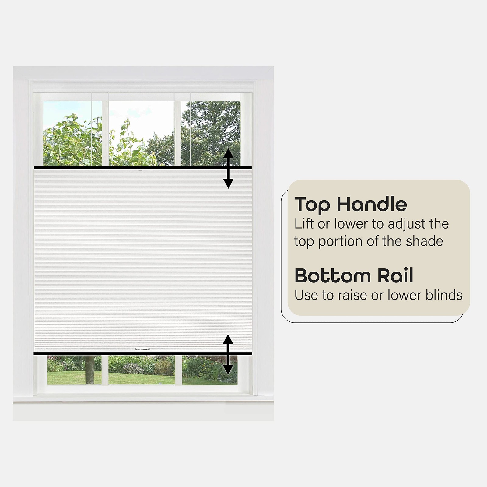 Cordless Cellular Pleated Window Shades – 27 Inch Width, 64 Inch Length – Whi…