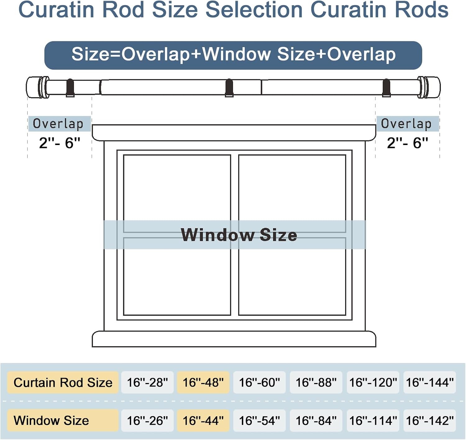 Byondeth Black Curtain Rod 28-144 Inch Heavy Duty Aluminum
