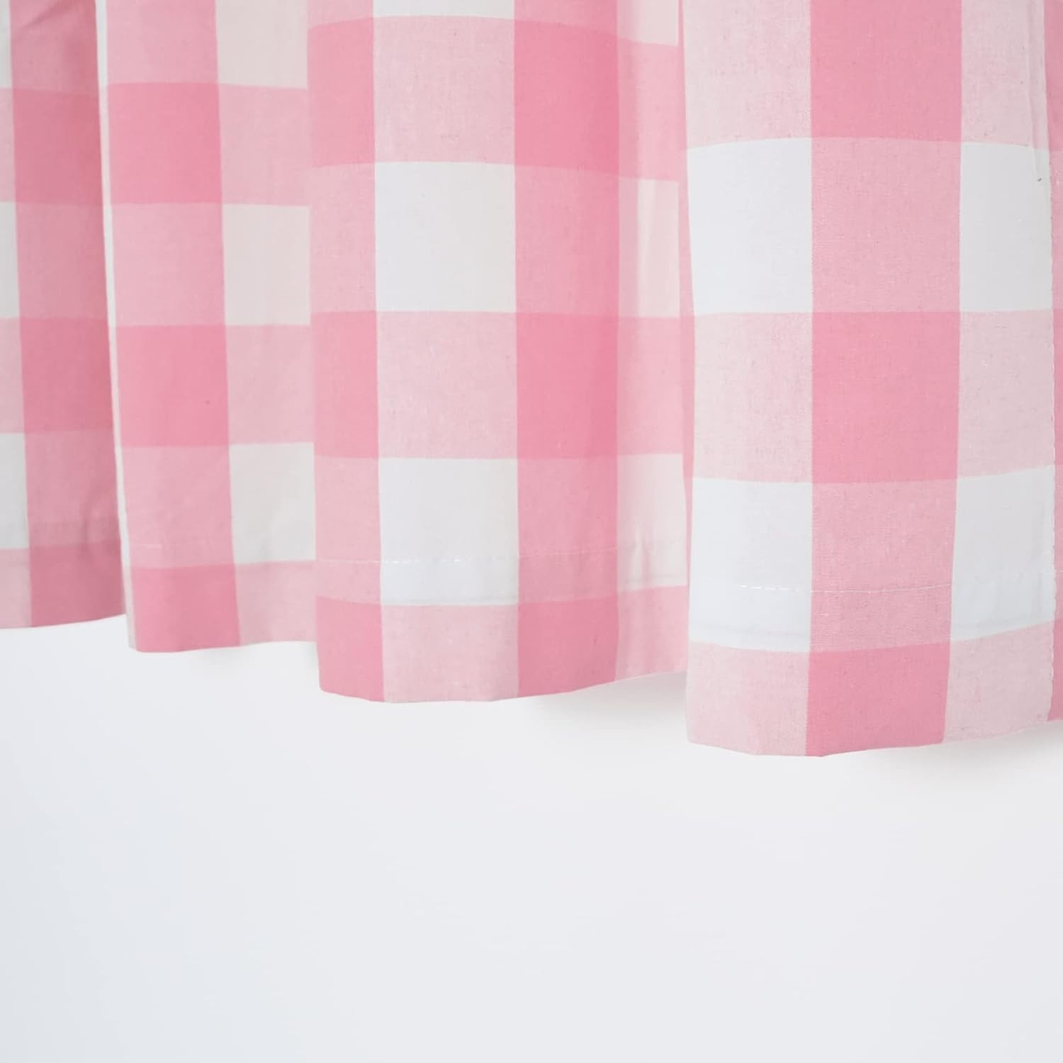 Timeless Pink & White Gingham Window Curtains 84″ with Rod Pocket – 2 Panels