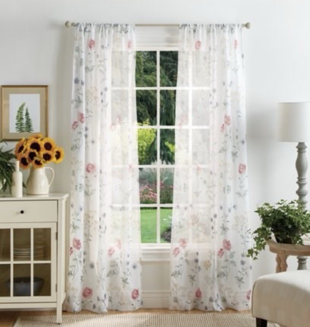 Martha Stewart Martha’s Garden Floral Semi-Sheer Curtain Panel Pair Multi 37×84