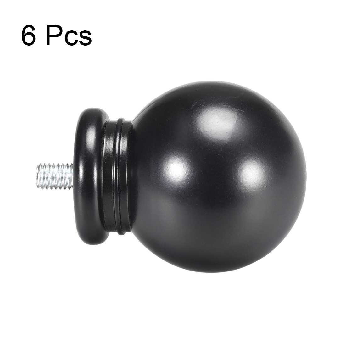 Curtain Rod Finials Plastic End,Total Size 49mm x 34mm Black 6pcs