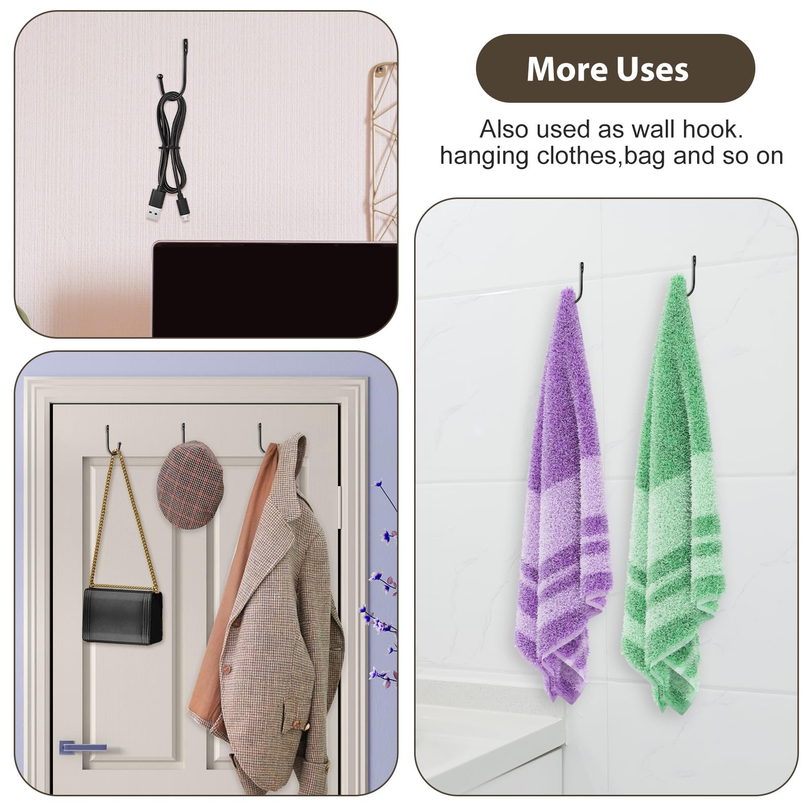8 Pcs Curtain Holdbacks, Curtain Tiebacks, Curtains Wall Hooks, Black Curtain…