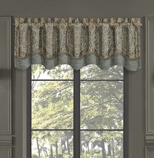 J Queen New York Dorset Woven Chenille Medallion Scallop Window Valance