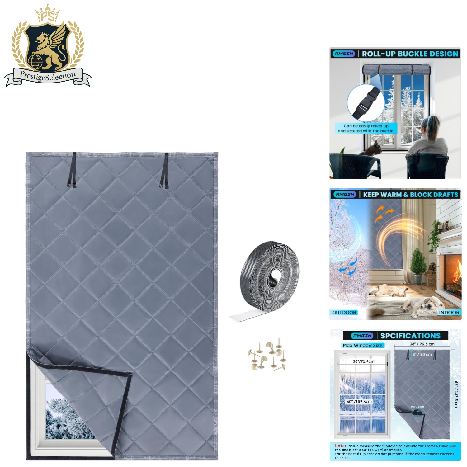 Sleek Thermal Window Insulation Cover 38″ x 62″ – Noise Reducing Design