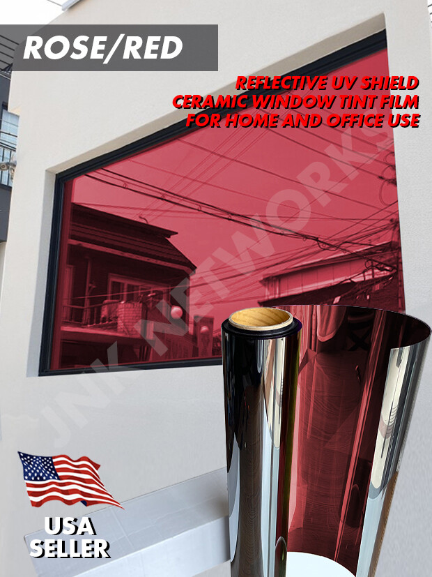 One Way Mirror Reflective Color UV Window Tint Film Home and Office (Red)