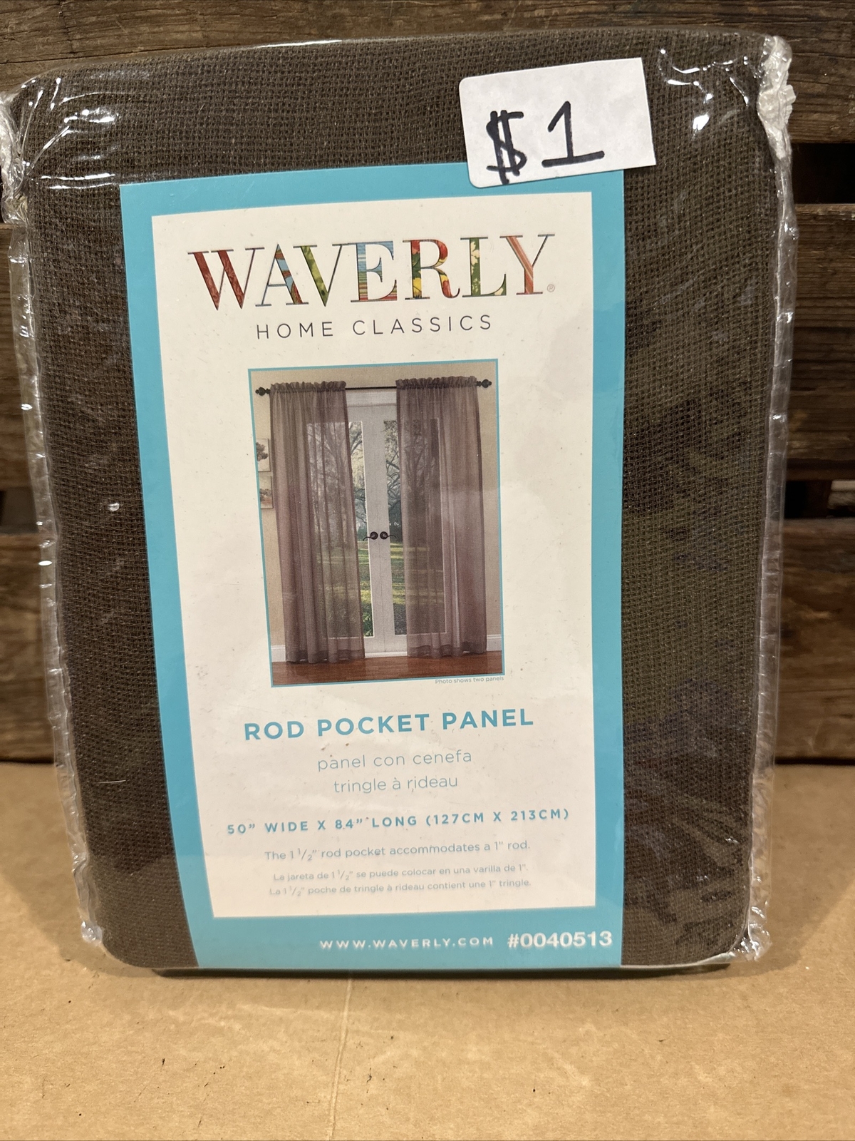 Window Curtain Panel by Waverly Breeze Mocha Rod Pocket 84″