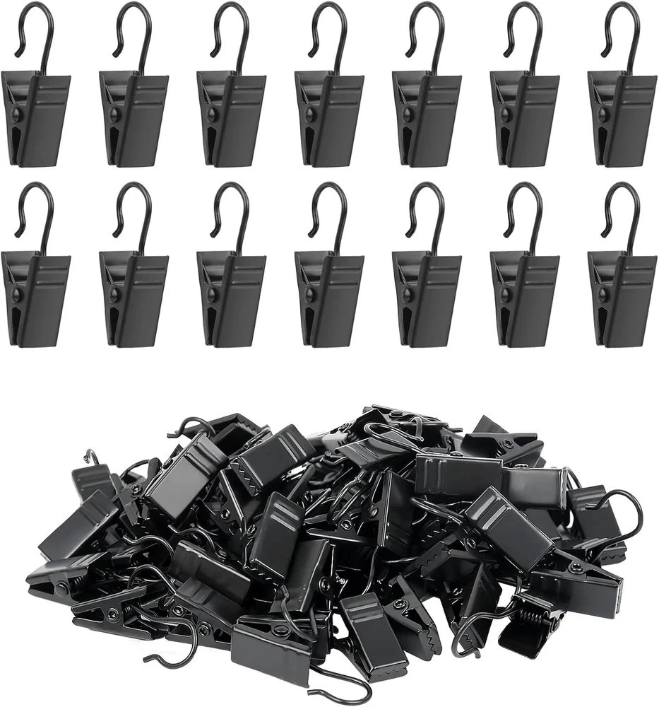 Curtain Clips Hooks, 100 Pack Stainless Iron Drapery Hooks Clips for Hanging Par