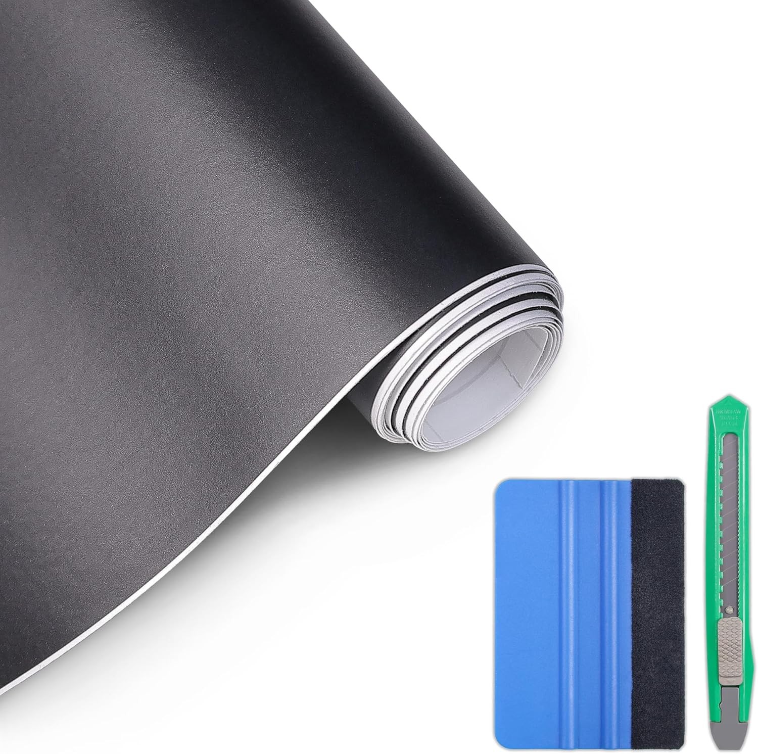 Vinyl Wrap with Tool Kits, Self Adhesive Car Wrap Vinyl 1ft x 10ft Matte Black