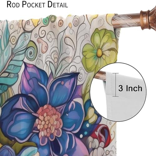 Boho Floral Curtains for Kitchen,Rustic 20.5″W x 44.5″L (Pack of 2) Style-4