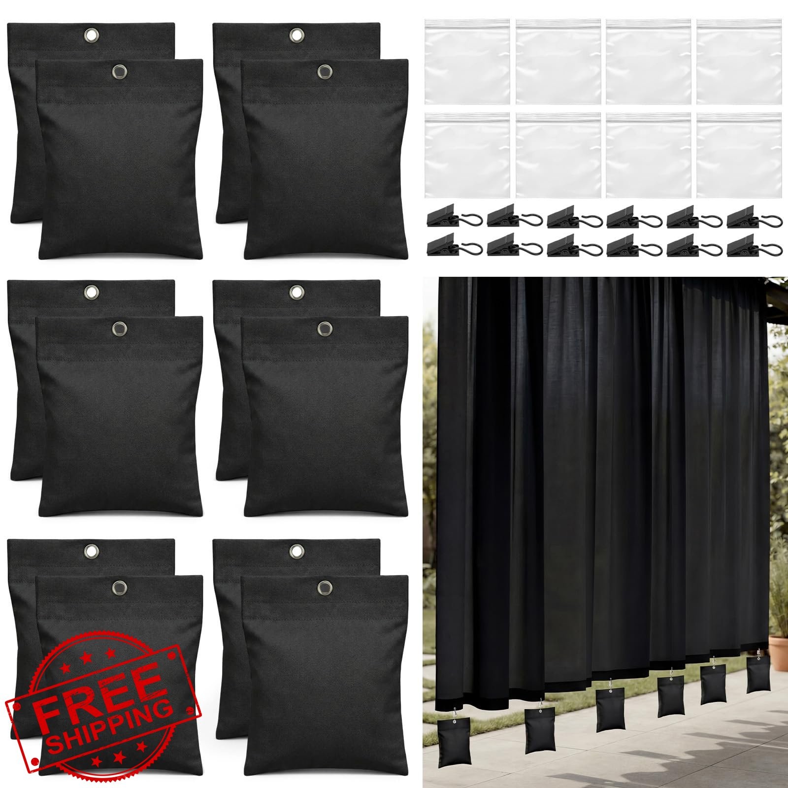 Relaxweex 12 Pack Black Curtain Weights 16oz