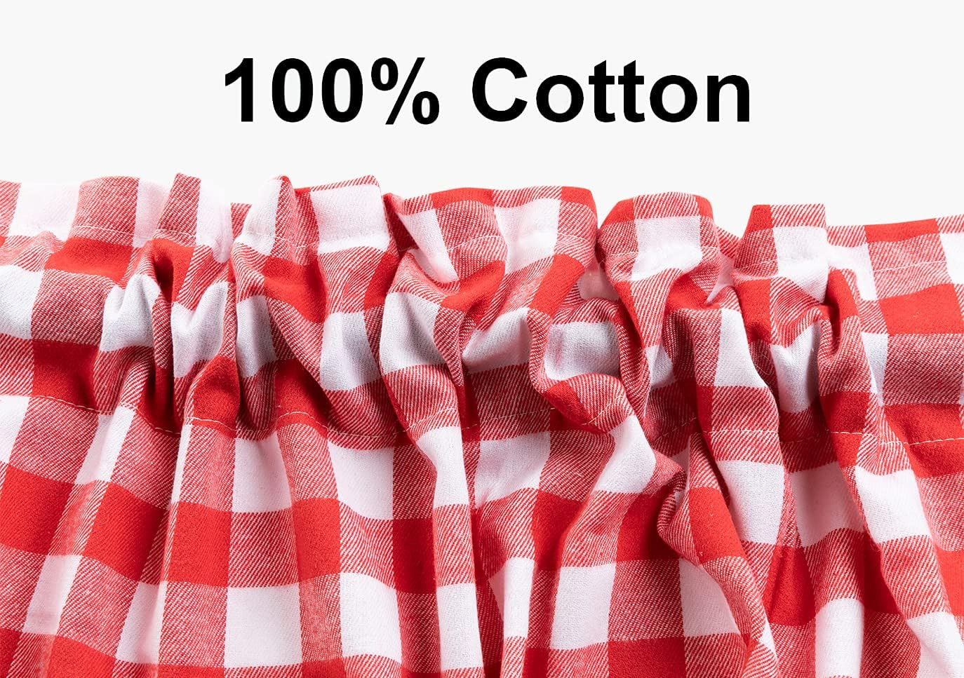 2 Pack Buffalo Check Plaid Window Valances Red and Black Farmhouse Design Windo