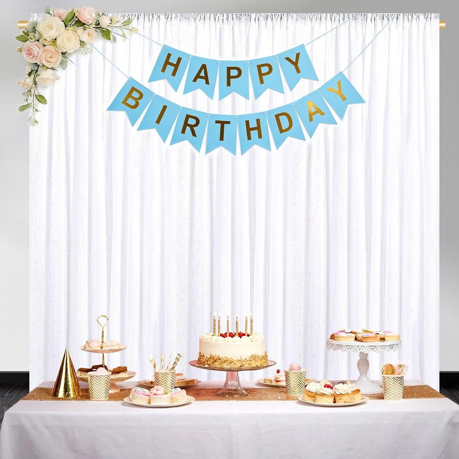 Dazzling White Sequin Backdrop Curtains – 2 Panels, 2FT x 8FT for Celebrations