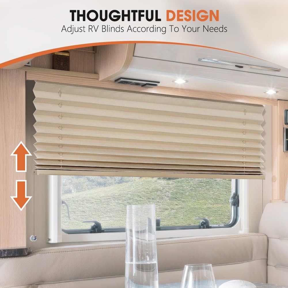 RV Blinds Blackout Curtains Camper Window Shades 50×32 Inch Pleated (72