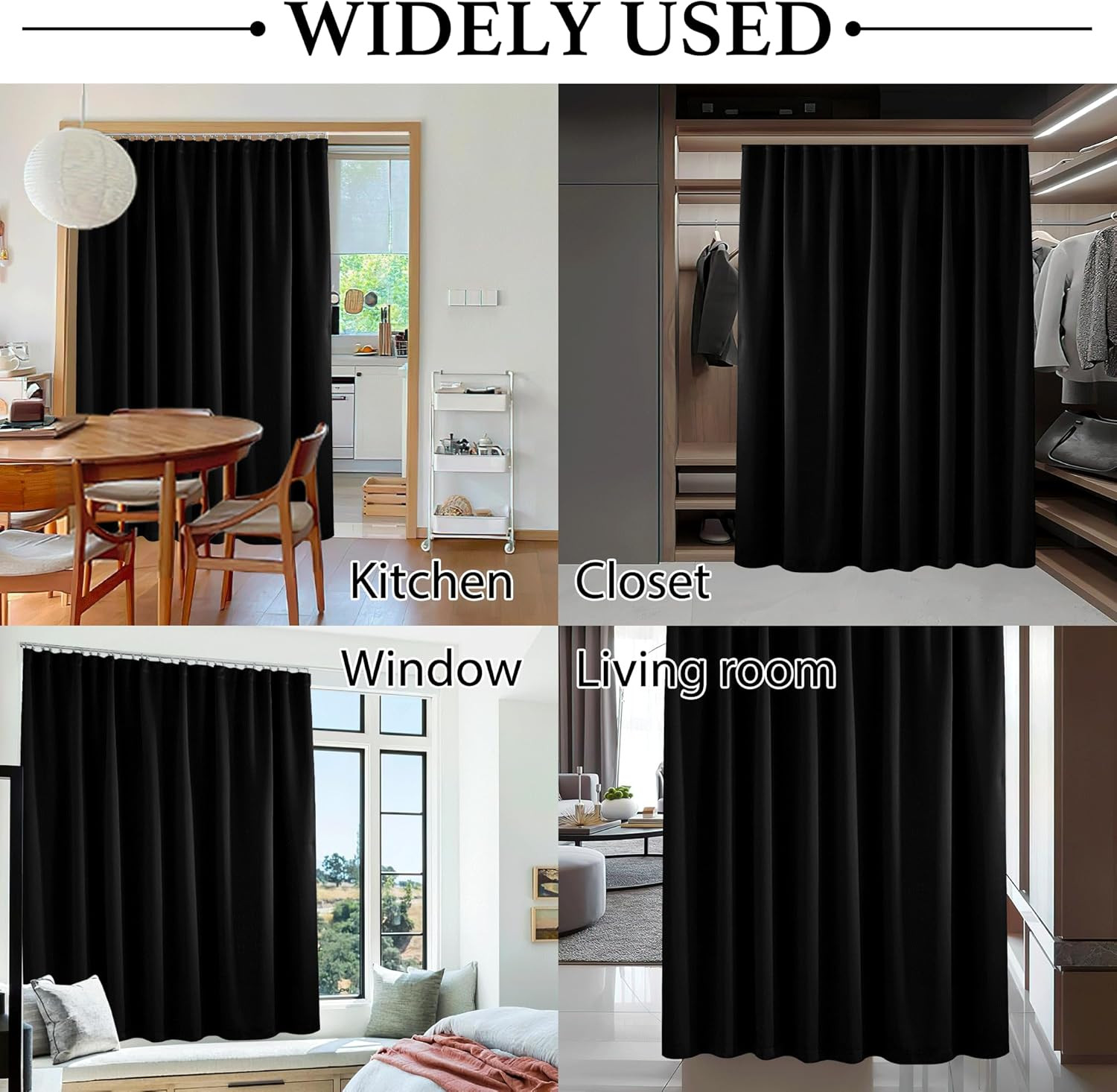 Blackout Room Divider Curtain Set with Ceiling Track – 84″ Length, Insulated